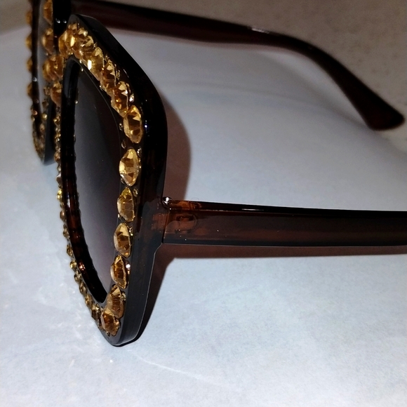 Oversized Square Bedazzled Sunglasses - Brown (NWOT) - Picture 5 of 5
